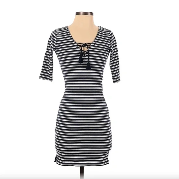 princess polly baby blue dress Hollister | Dresses | Hollister Striped Bodycon Dress With Laceup Ties In  Front Navy White